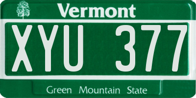 VT license plate XYU377