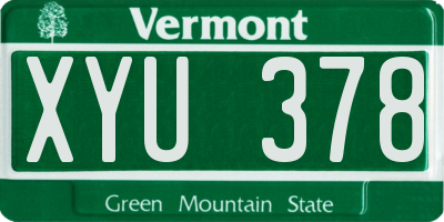 VT license plate XYU378