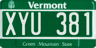 VT license plate XYU381