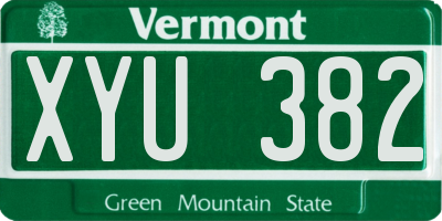 VT license plate XYU382