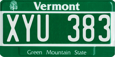 VT license plate XYU383