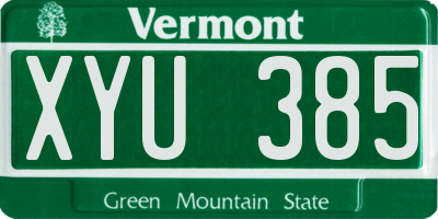 VT license plate XYU385