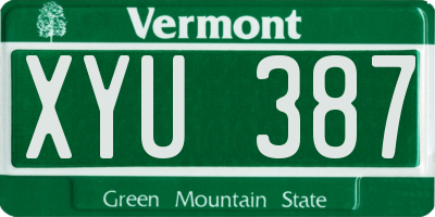 VT license plate XYU387