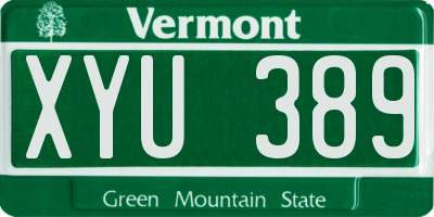 VT license plate XYU389
