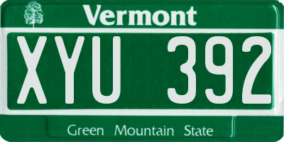 VT license plate XYU392