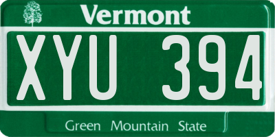 VT license plate XYU394