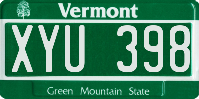 VT license plate XYU398