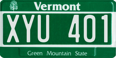 VT license plate XYU401