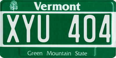VT license plate XYU404