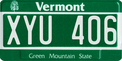 VT license plate XYU406