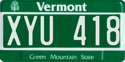 VT license plate XYU418