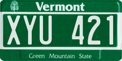 VT license plate XYU421
