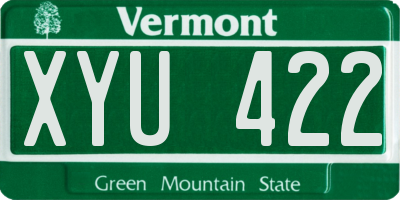 VT license plate XYU422