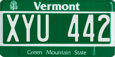 VT license plate XYU442
