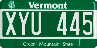 VT license plate XYU445