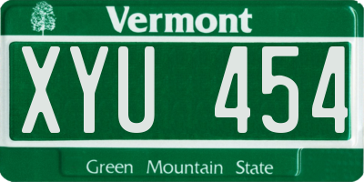 VT license plate XYU454