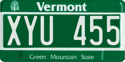 VT license plate XYU455