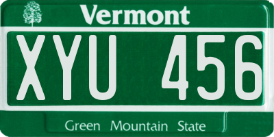 VT license plate XYU456