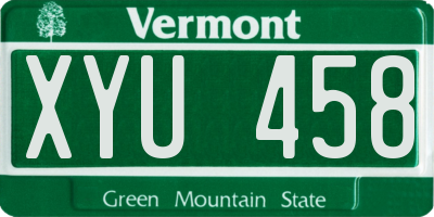 VT license plate XYU458