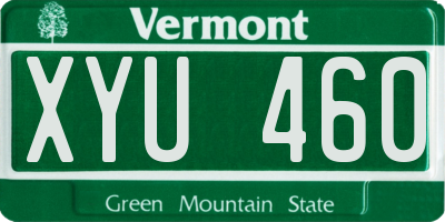 VT license plate XYU460