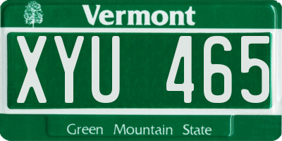 VT license plate XYU465