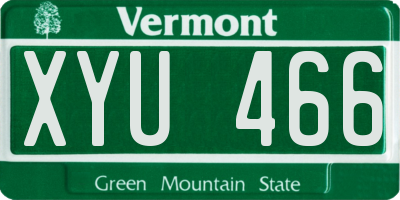 VT license plate XYU466