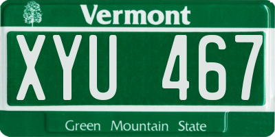 VT license plate XYU467