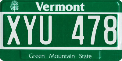 VT license plate XYU478