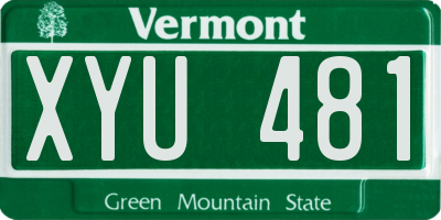 VT license plate XYU481