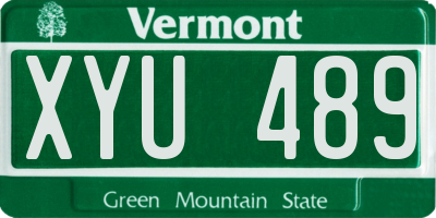 VT license plate XYU489