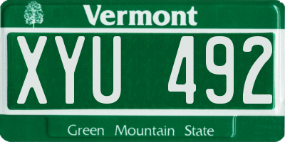 VT license plate XYU492