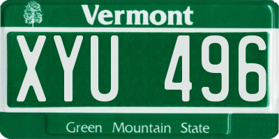 VT license plate XYU496