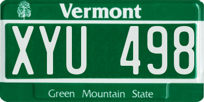 VT license plate XYU498