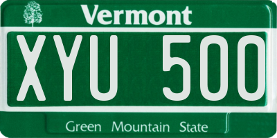 VT license plate XYU500