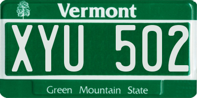 VT license plate XYU502