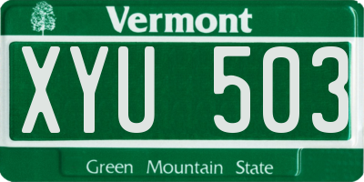 VT license plate XYU503
