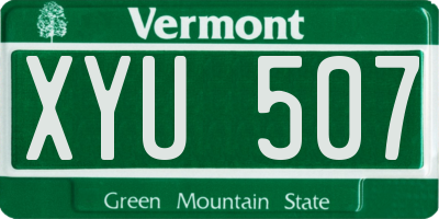 VT license plate XYU507