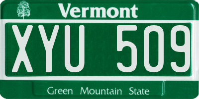VT license plate XYU509