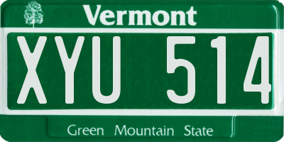 VT license plate XYU514