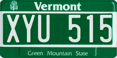 VT license plate XYU515