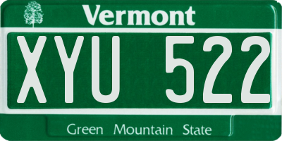 VT license plate XYU522