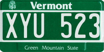 VT license plate XYU523