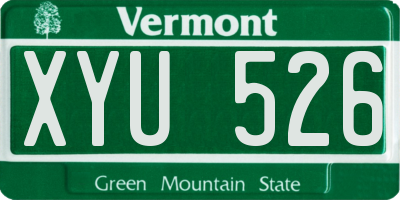 VT license plate XYU526