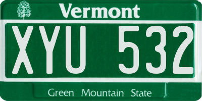 VT license plate XYU532