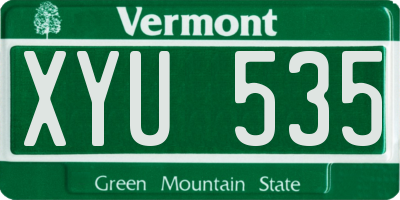 VT license plate XYU535
