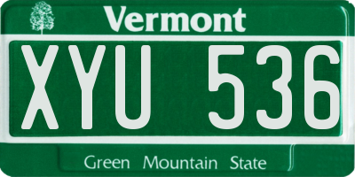 VT license plate XYU536