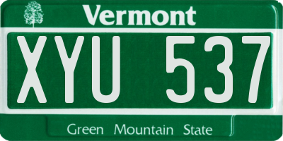 VT license plate XYU537