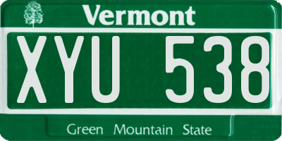 VT license plate XYU538