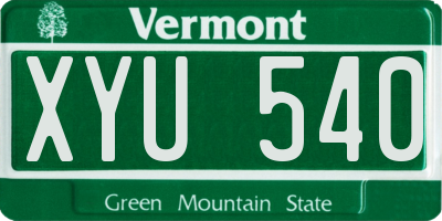 VT license plate XYU540