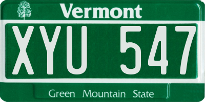 VT license plate XYU547